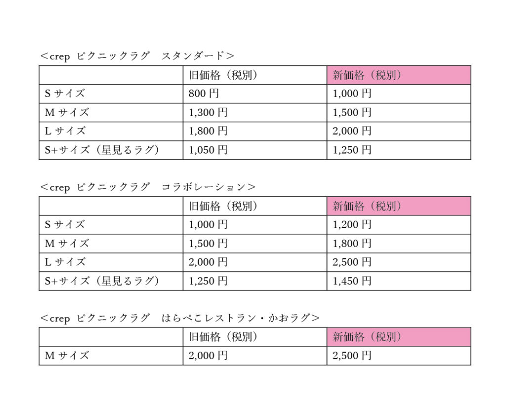 202301_crep価格改定一覧